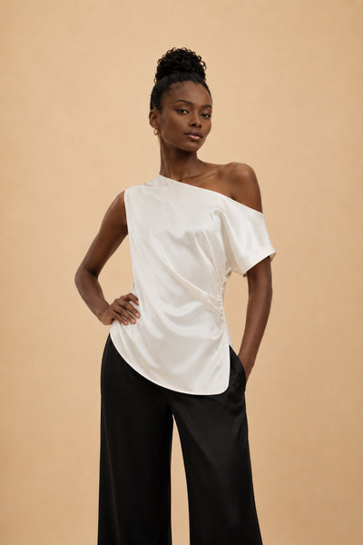 Top Saphir - Blanc - 100% en soie de mûrier