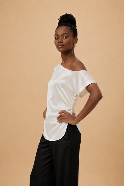 Top Saphir - Blanc - 100% en soie de mûrier