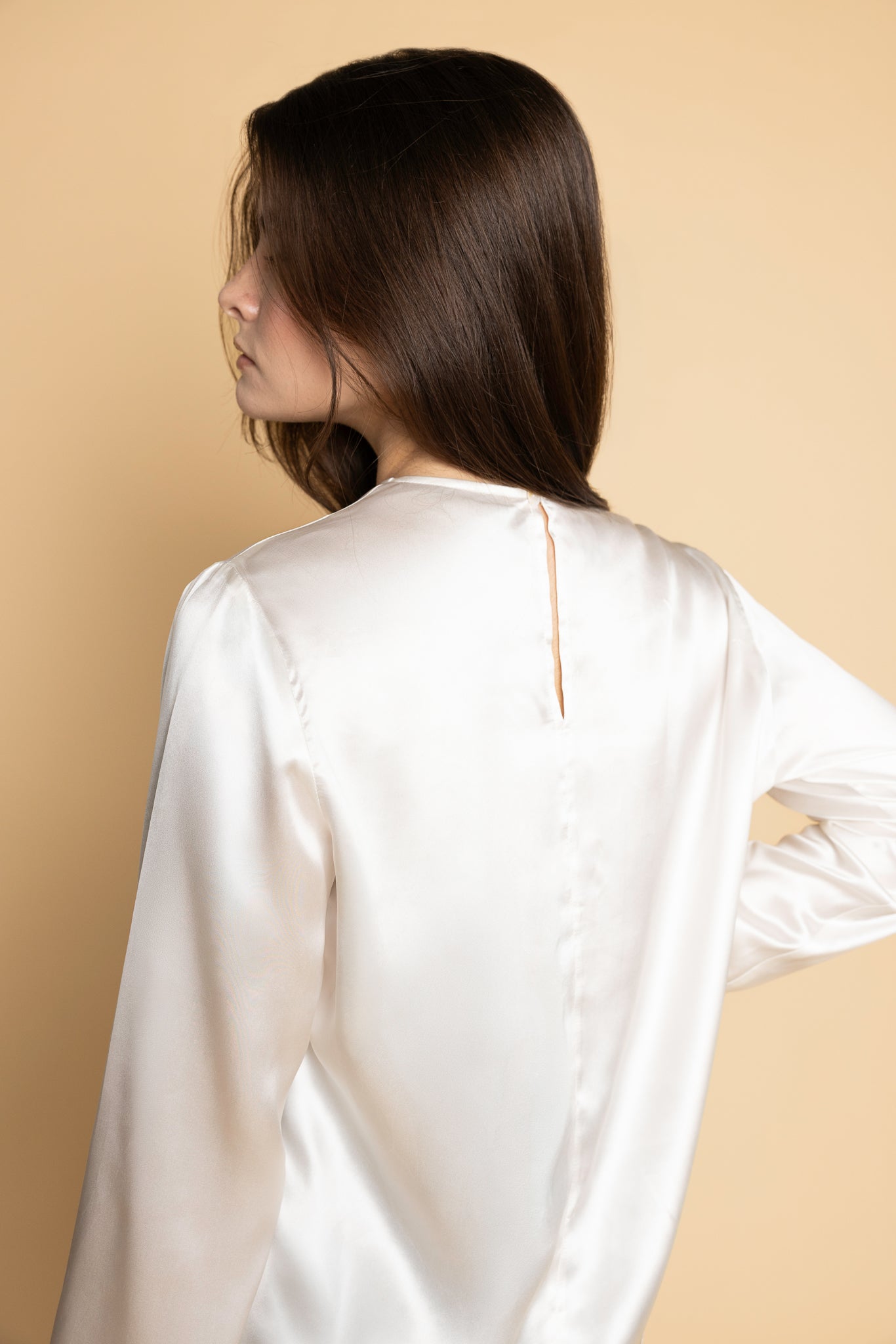 Blouse Alva  - Ivory - 100% en soie de mûrier - Col rond