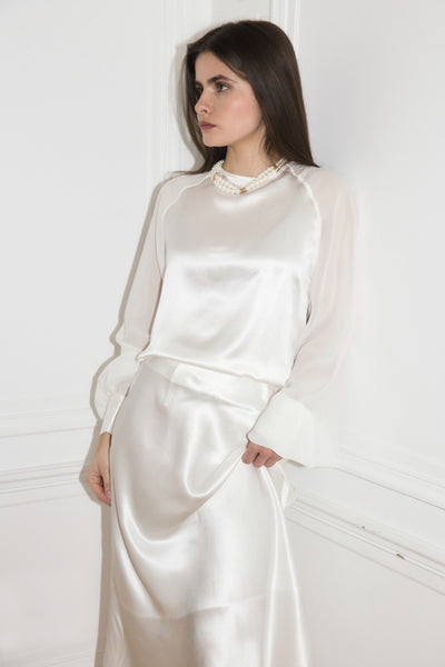 Blouse Alya - Ivoire - 100% en soie de mûrier