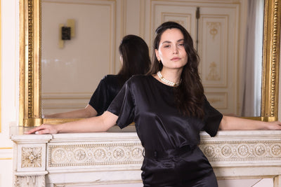 Top Brenda - Noir - 100% en soie de mûrier