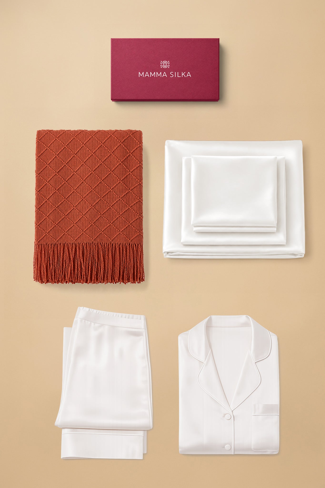 Mamma Silka - Coffret Rêve en Soie : Literie, Pyjama & Plaid