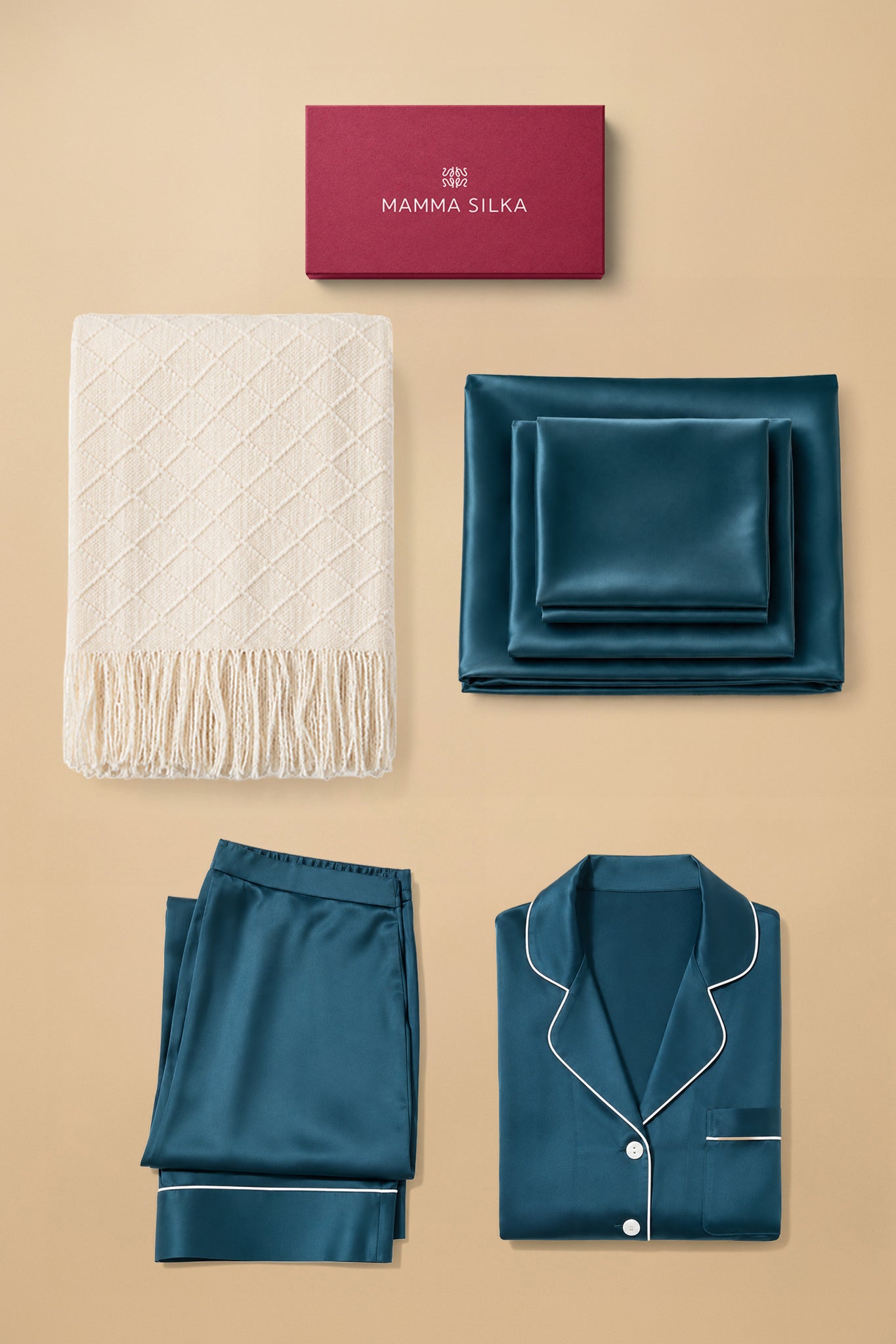 Mamma Silka - Coffret Rêve en Soie : Literie, Pyjama & Plaid