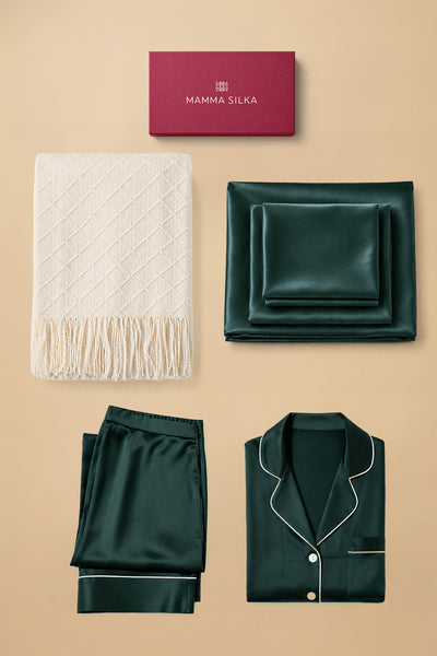 Mamma Silka - Coffret Rêve en Soie : Literie, Pyjama & Plaid