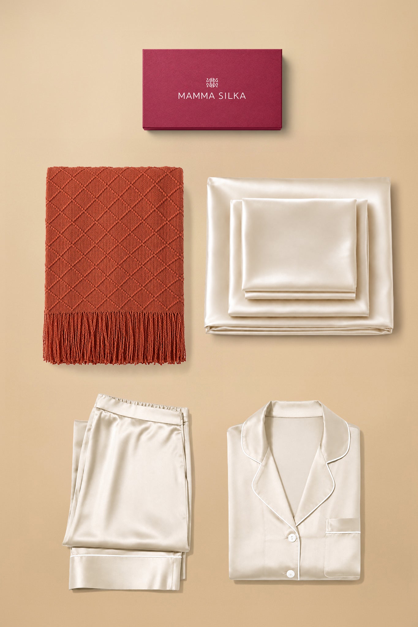 Mamma Silka - Coffret Rêve en Soie : Literie, Pyjama & Plaid