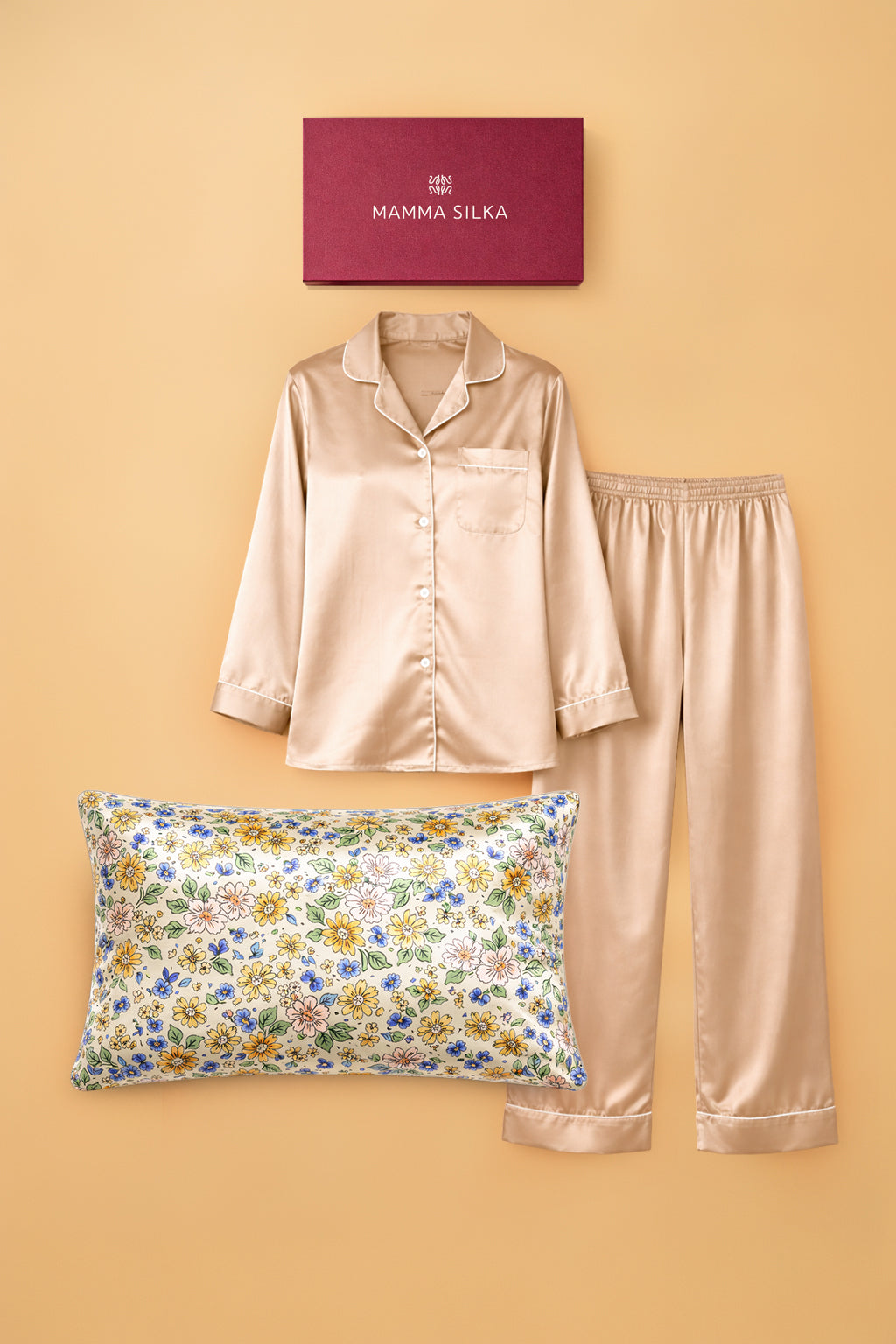 Mamma Silka - Pyjama & Taie en Soie Assortis (Edition Unique)